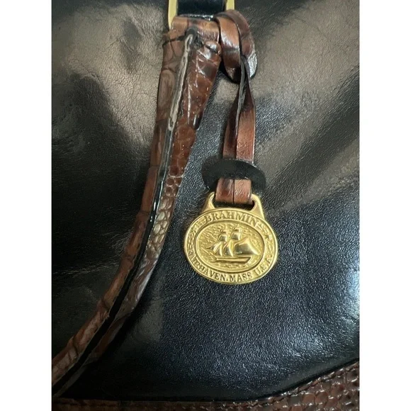 Vintage BRAHMIN CROCODILE EMBOSSED LEATHER HANDBAG